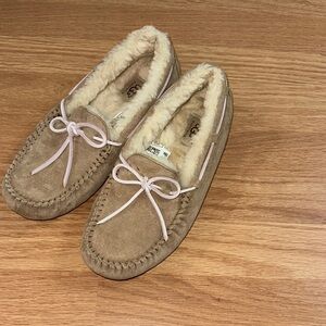 UGG Tan Moccasins with Plush Lining and Soft Suede